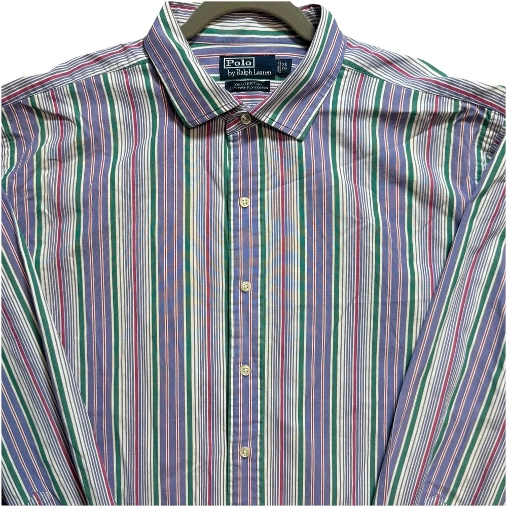 vintage polo ralph lauren Westerton shirt Striped Spring 2Xb Big